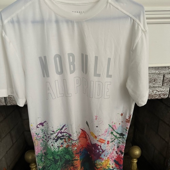 NOBULL All Pride limited edition art White T-Shirt with Colorful Splatter - Picture 1 of 4